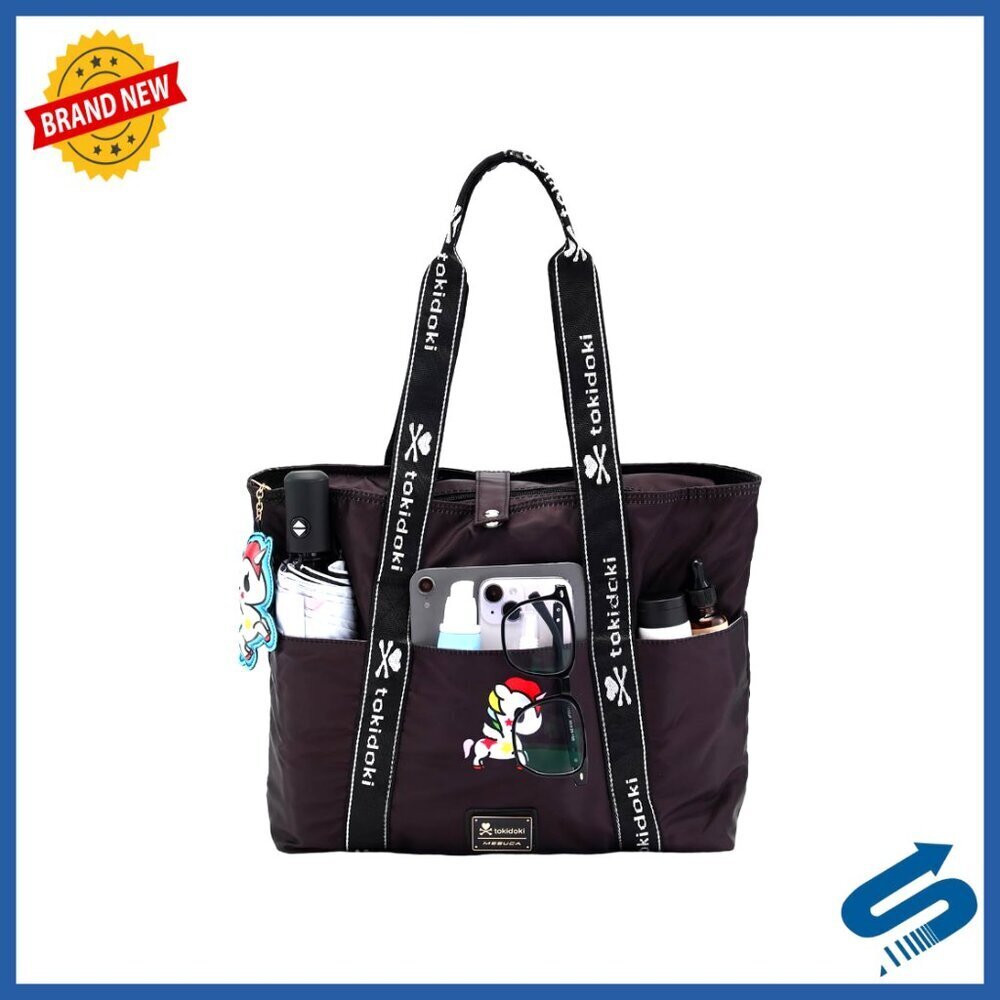 Canvas Tote Bag Foldable Lightweight Waterproof Multiple Pockets Travel Work